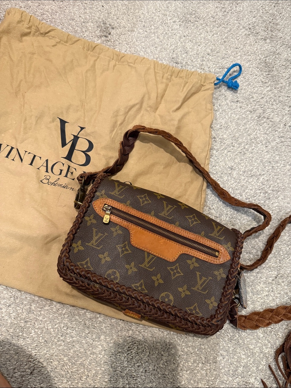 Louis Vuitton Brown Monogram Braided Crossbody Bag